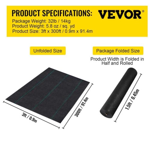 VEVOR Barrier Landscape Fabric Woven Cover Heavy Duty - Image 4
