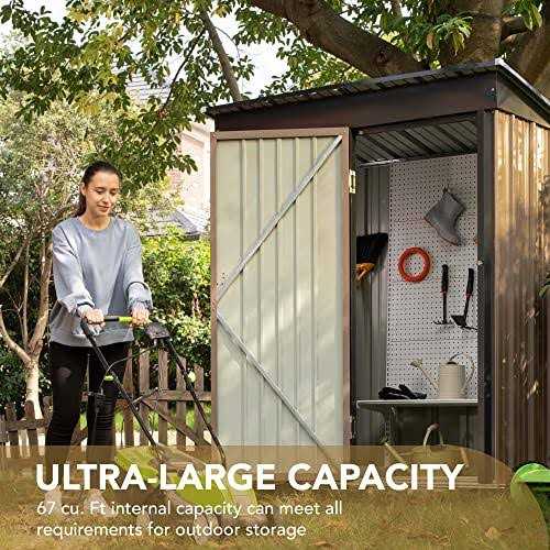 Devoko Outdoor Storage Shed 5 x 3 FT Lockable Metal Garden Shed Steel Anti-Corrosion Storage House with Single Lockable Door for Backyard Outdoor - Image 2