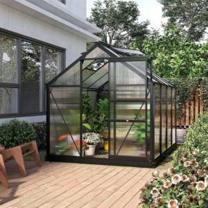 Outsunny 6' x 7' Polycarbonate Greenhouse Aluminum Walk-in Greenhouse Vent Garden