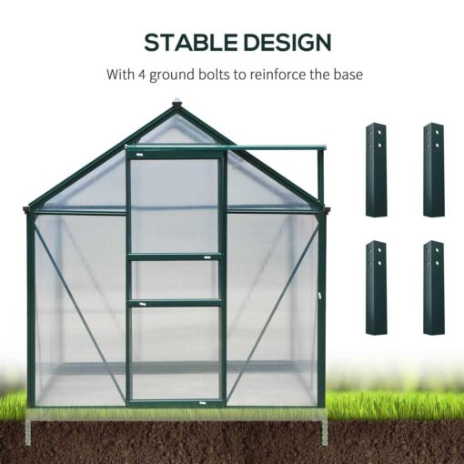 Outsunny 6' x 7' Polycarbonate Greenhouse Aluminum Walk-in Greenhouse Vent Garden - Image 5
