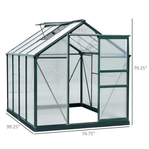 Outsunny 6' x 7' Polycarbonate Greenhouse Aluminum Walk-in Greenhouse Vent Garden - Image 4