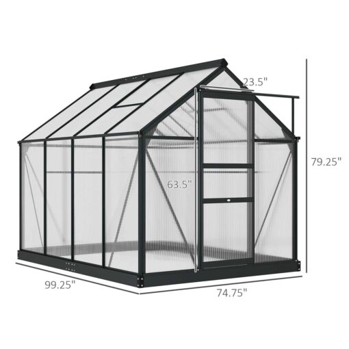 Outsunny 6' x 7' Polycarbonate Greenhouse Aluminum Walk-in Greenhouse Vent Garden - Image 3