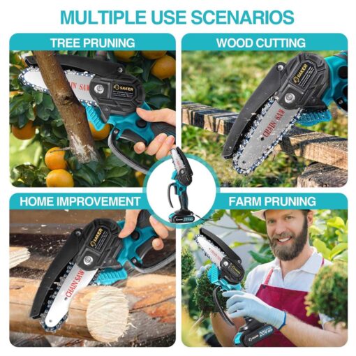 Saker 20V 4 in. Cordless Mini Chainsaw Including Batteries - Image 4