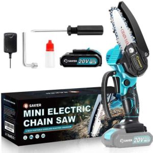 Saker 20V 4 in. Cordless Mini Chainsaw Including Batteries