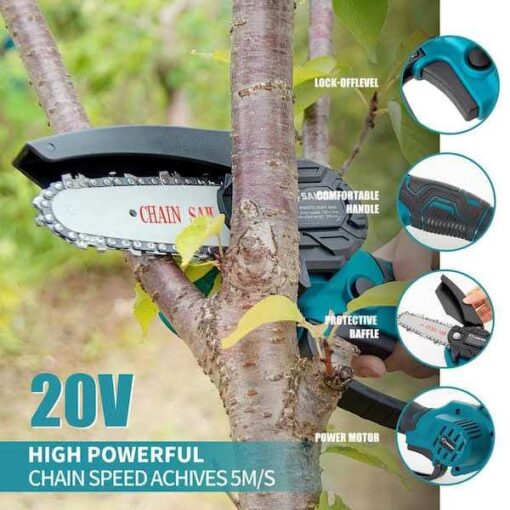 Saker 20V 4 in. Cordless Mini Chainsaw Including Batteries - Image 4