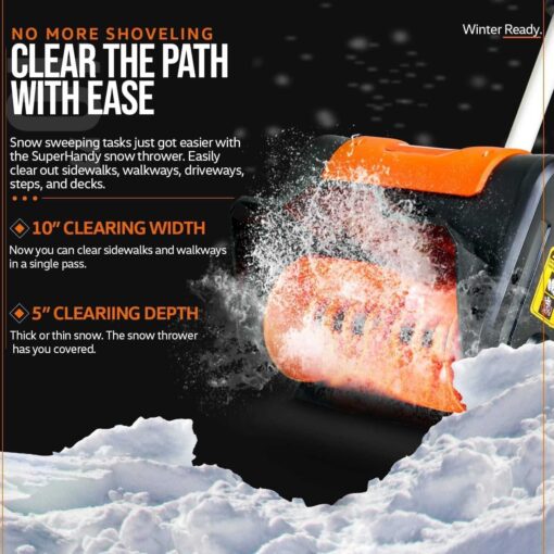 SuperHandy Electric Snow Thrower 20V 4Ah Battery GUT132 - Image 4