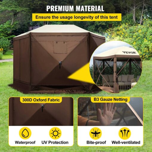 VEVOR Camping Gazebo Tent 6 Pop-up Canopy Screen Tent - Image 3