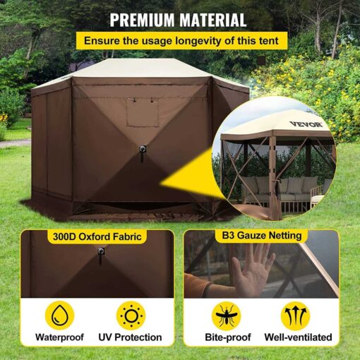 VEVOR Camping Gazebo Tent 6 Pop-up Canopy Screen Tent - Image 3