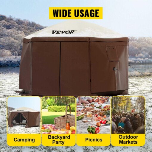 VEVOR Camping Gazebo Tent 6 Pop-up Canopy Screen Tent - Image 2