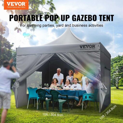 VEVOR Pop up Canopy Tent Outdoor Gazebo Tent with Sidewalls & Bag - Image 4