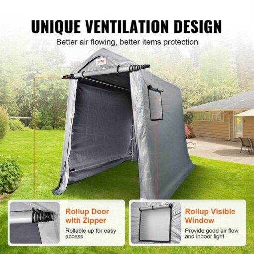 VEVOR Portable Shed Outdoor Storage Shelter Heavy Duty All-Season Instant Storage Tent Sheds with Roll-up Zipper Door and - Image 2
