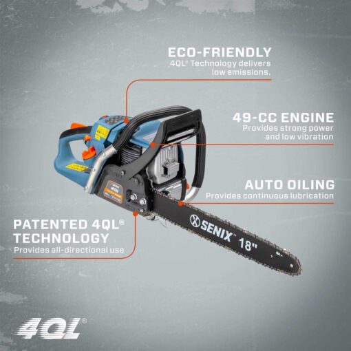 Senix 4QL 49-cc 4-Cycle 18-In Gas Chainsaw - Image 4