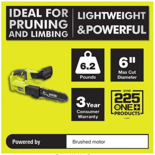 RYOBI ONE+ 18V 8 in. Battery Pruning Chainsaw - Image 3