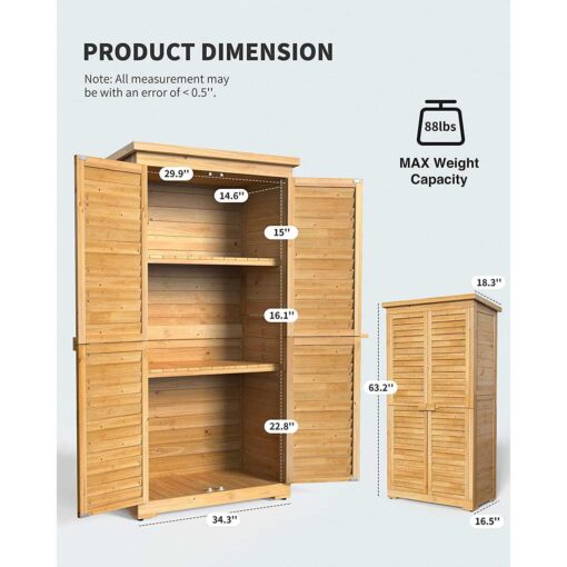 Lofka Outdoor Storage Cabinet Garden Shed with Asphalt Roof - Image 2