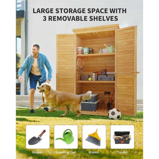 Lofka Outdoor Storage Cabinet Garden Shed with Asphalt Roof - Image 5