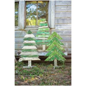 Kalalou Set of Three Recycled Wood Trees With Stands