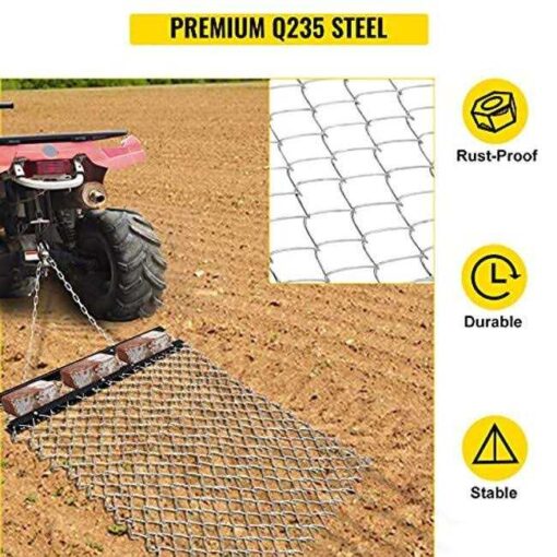 VEVOR 4 x 5 ft ATV Chain UTV Tractor Attachments Drag Mat for Landscape Leveling or Sod Prepping - Image 3
