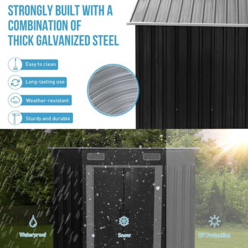 Jaxpety 6.4 ft. W x 4 ft. D Outdoor Storage Metal Shed Backyard Garden Galvanized Steel Shed with Lockable Doors - Image 2