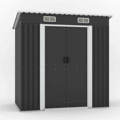 Jaxpety 6.4 ft. W x 4 ft. D Outdoor Storage Metal Shed Backyard Garden Galvanized Steel Shed with Lockable Doors - Image 4