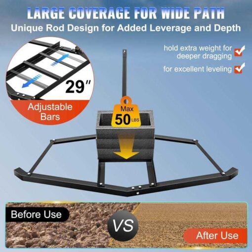 VEVOR Driveway Drag Width Tow Behind Drag Harrow Length - Image 2