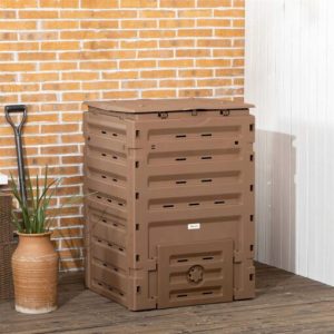 Outsunny Compost Bin, 120 Gallon Garden Composter with 80 Vents and 2 Sliding Doors