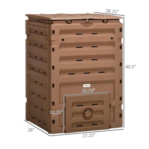 Outsunny Compost Bin, 120 Gallon Garden Composter with 80 Vents and 2 Sliding Doors - Image 5