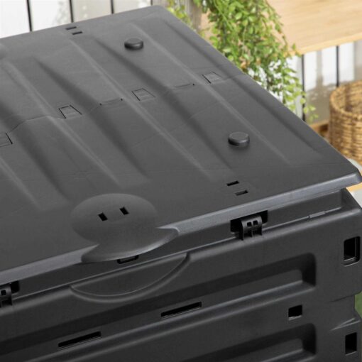 Outsunny Compost Bin, 120 Gallon Garden Composter with 80 Vents and 2 Sliding Doors - Image 4