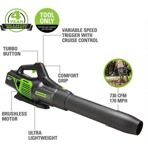 Greenworks Pro 80V Brushless Cordless Axial Blower - Image 3