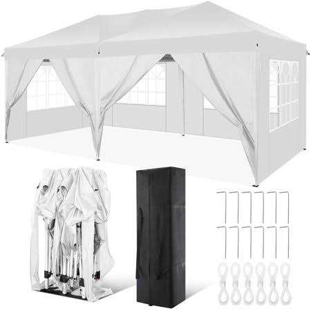 Sanopy 10' x 20' EZ Pop Up Canopy Tent Party Tent Outdoor Event Instant Tent Gazebo with 6 Removable Sidewalls Carry Bag
