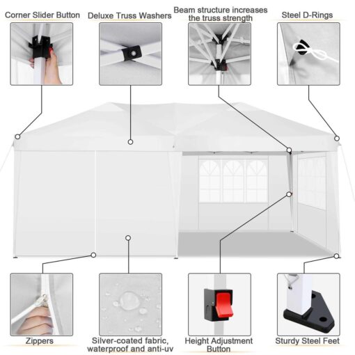 Sanopy 10' x 20' EZ Pop Up Canopy Tent Party Tent Outdoor Event Instant Tent Gazebo with 6 Removable Sidewalls Carry Bag - Image 5