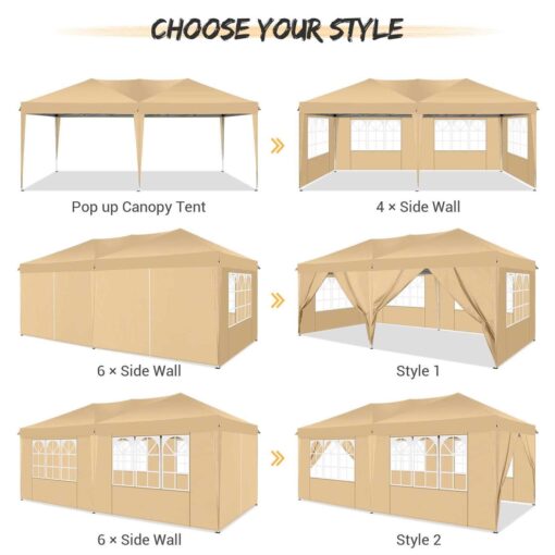 Sanopy 10' x 20' EZ Pop Up Canopy Tent Party Tent Outdoor Event Instant Tent Gazebo with 6 Removable Sidewalls Carry Bag - Image 3