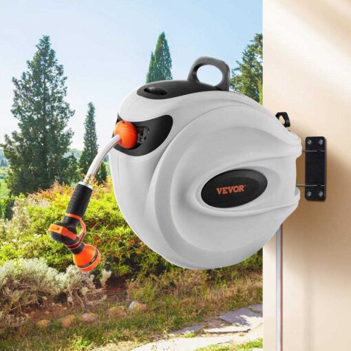 Bentism Retractable Hose Reel 100 ft x 1/2 inch 180 Swivel Bracket Wall-Mounted - Image 2