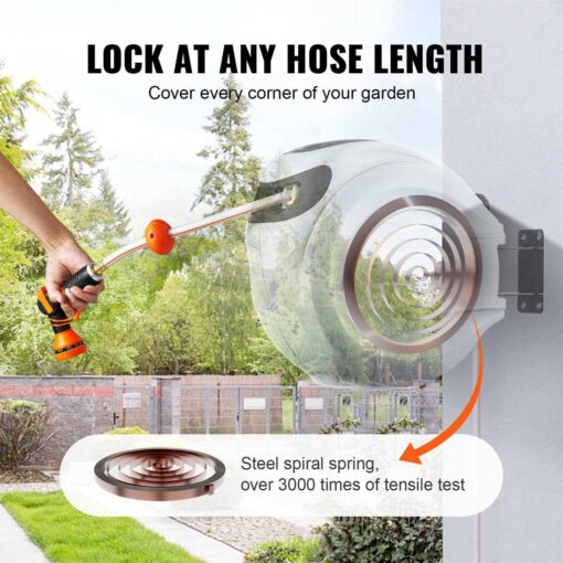 Bentism Retractable Hose Reel 100 ft x 1/2 inch 180 Swivel Bracket Wall-Mounted - Image 5