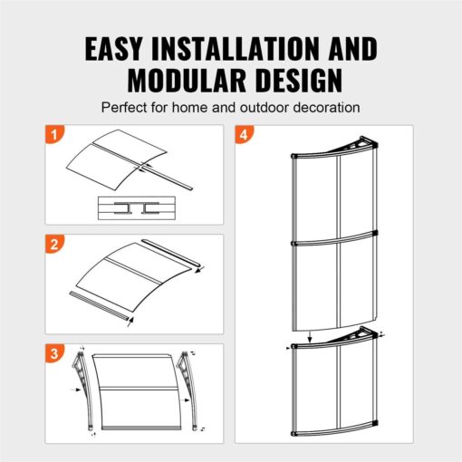 VEVOR Window Door Awning Canopy Polycarbonate Entry Door Outdoor Window Awning Exterior - Image 3