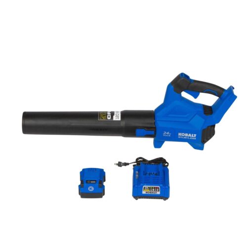 Kobalt KHB 4224A-03 24-volt Max 500-CFM 120-MPH Brushless Handheld Cordless Electric Leaf Blower 4 Ah