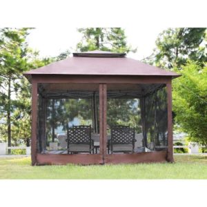 Paylesshere 10’x10' Pop Up Gazebo Outdoor Canopy with Mosquito Netting Double Roof Tops