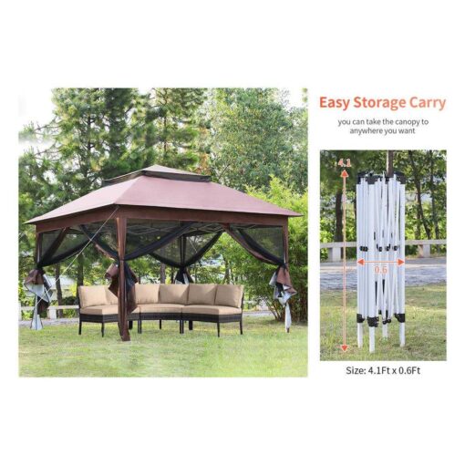 Paylesshere 10’x10' Pop Up Gazebo Outdoor Canopy with Mosquito Netting Double Roof Tops - Image 2
