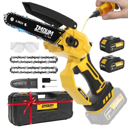 Mini Chainsaw Cordless 6 Inch 32FT/S Fast Powerful Cutting