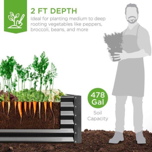Best Choice Products 8x4x2ft Outdoor Metal Raised Garden Bed - Image 2