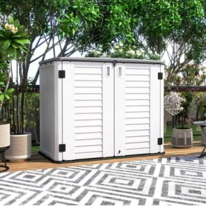 Outdoor Garden 4 ft. W x 2 ft. D Plastic Horizontal Garage Shed KINYING