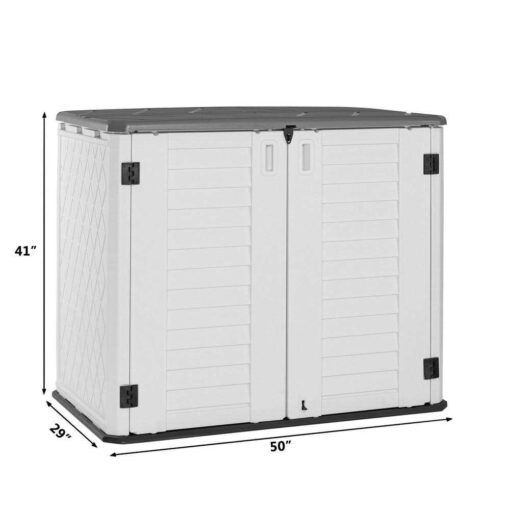 Outdoor Garden 4 ft. W x 2 ft. D Plastic Horizontal Garage Shed KINYING - Image 2