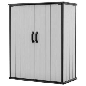 Keter Premier Tall Resin Outdoor Storage Shed with Shelving Brackets for Patio Furniture, Pool Accessories, and Bikes
