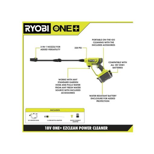 Ryobi ONE+ 18V EZClean 320 PSI 0.8 GPM Cordless Cold Water Power Cleaner - RY120350 - Image 2