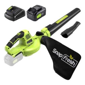 SnapFresh Cordless Blower & Vacuum 2 in 1 Electric Blower with 4.0Ah Lithium Battery & 2h Fast Charger