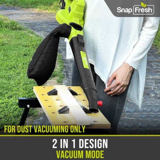 SnapFresh Cordless Blower & Vacuum 2 in 1 Electric Blower with 4.0Ah Lithium Battery & 2h Fast Charger - Image 2