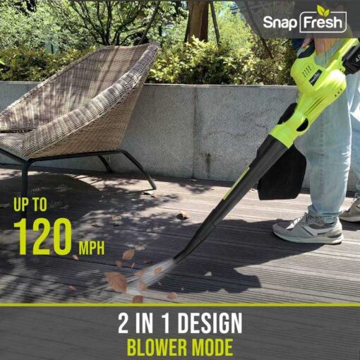 SnapFresh Cordless Blower & Vacuum 2 in 1 Electric Blower with 4.0Ah Lithium Battery & 2h Fast Charger - Image 3