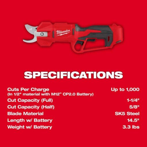 Milwaukee 2534-20 M12 Brushless Pruning Shears - Image 4