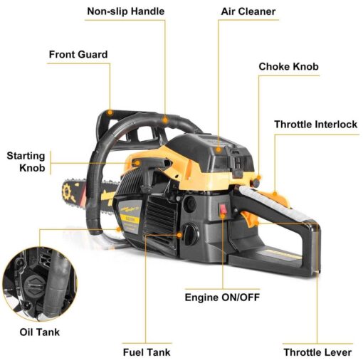 Salem Master 6220H Chainsaw for Trees Gas Powered 62cc 2-Cycle Gas Chainsaw - Image 2