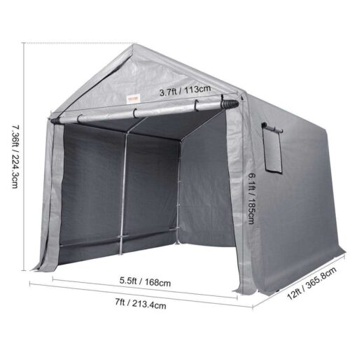 VEVOR Portable Shed Outdoor Storage Shelter 7 x 12 x 7.36 ft Heavy Duty All-Season Instant Storage Tent Tarp Sheds with Roll-up Zipper Door and - Image 3