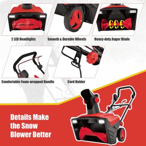 Costway 20 Inch 120V 15Amp Electric Snow Thrower with 180° Rotatable Chute - Image 5
